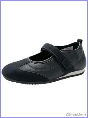 Women's Mary Jane Ballet Flats Cushioned Hook & Loop Walking Shoes